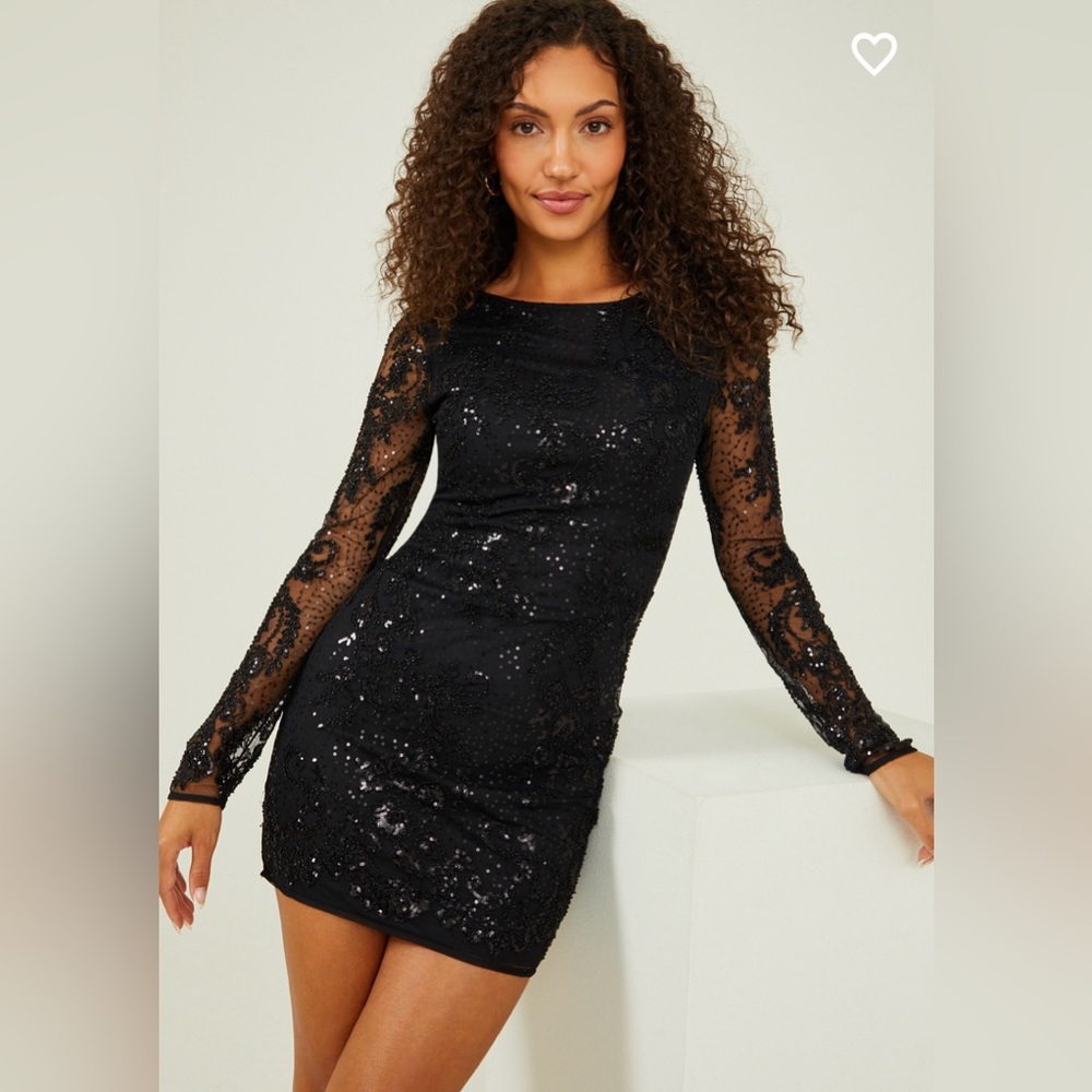 NWT Altar’d State Ania Beaded Mini Dress Black Small